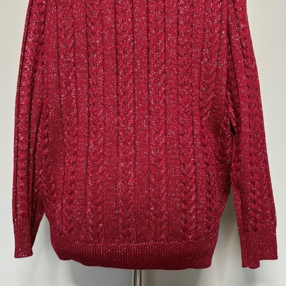 Athleta Crossroads Crew Neck Wool Blend Pullover Sweater Decadent Red Metallic M - Picture 8 of 15